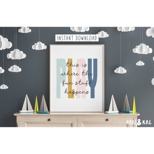 Dies ist, wo die lustigen Sachen passieren Druck, Spielzimmer Dekor, Spiel Schild, Spielzimmer Wand dekor, Kinderzimmer Wand dekor, Kinderzimmer Dekor, Spiel Poster