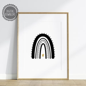Black and White Scandinavian Nursery Printable Rainbow Nursery Decor Kids Room Wall Art Nursery Wall Art Baby Room Decor Poster 06
