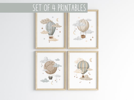 Hot Air Balloon Nursery Wall Art Set Nursery Decor Gender Neutral Print Nursery Printable Kids Room Decor Kids Wall Art Printable Decor 07