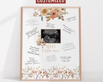 Floral Baby Shower Signature Board, Ultrasound Baby Shower Alternative Guestbook, Gender Reveal Ideas
