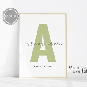 Custom Initial Print, Nursery Personalized Initial Name Print, Nursery Name Sign, Name Nursery Print Custom Print Monogram Personalized Gift