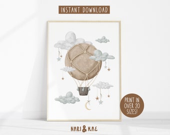 Hot Air Balloon Nursery Wall Art Nursery Decor Gender Neutral Print Nursery Printable Kids Room Decor Kids Wall Art Digital Download 07