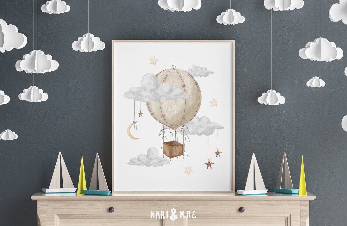 Hot Air Balloon Nursery Wall Art Nursery Decor Gender Neutral Print ...