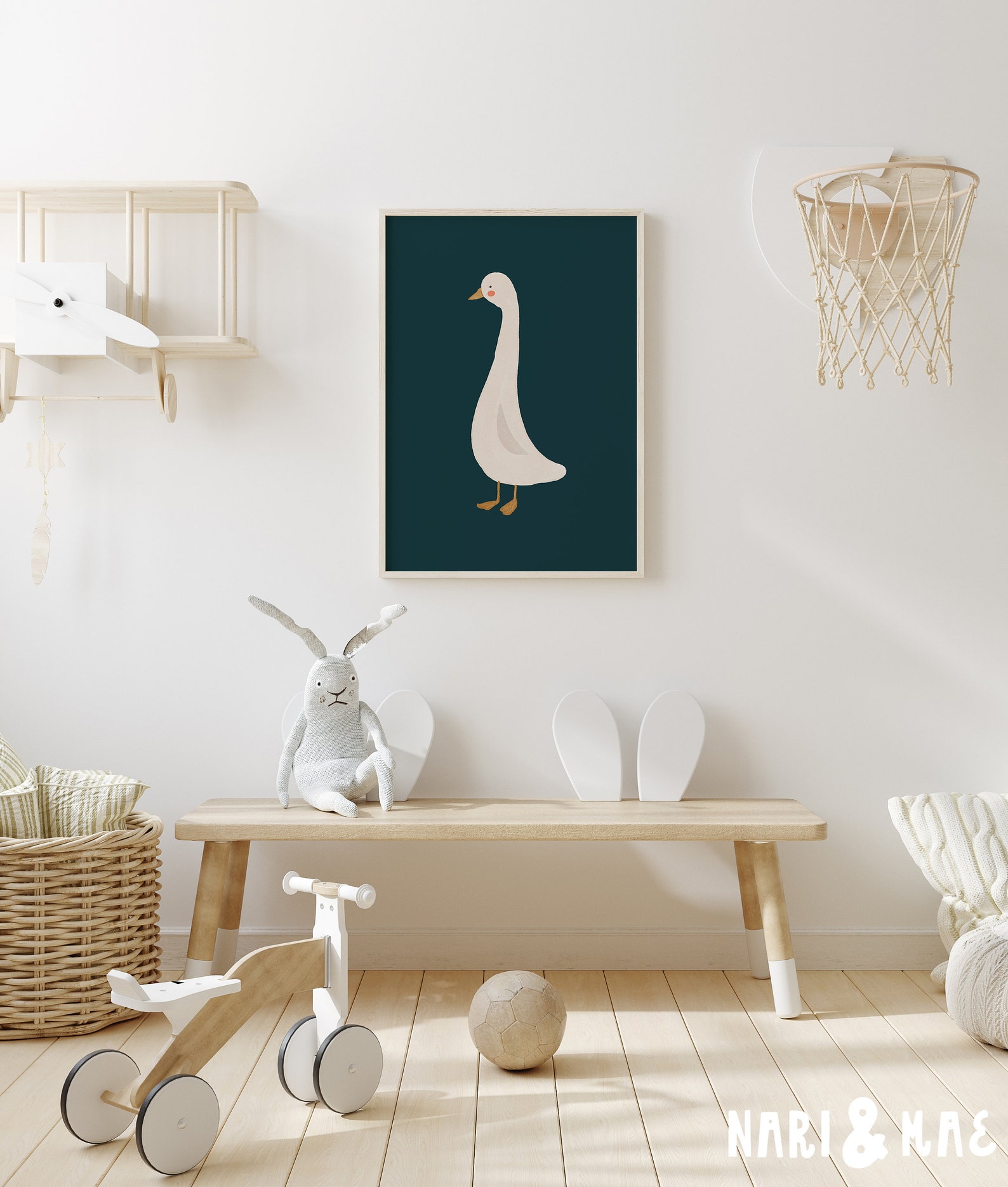 Silly Goose Wall Art, Cute Goose Poster, Goose Nursery Wall Art, Dark ...
