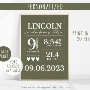 Signo de estadísticas de nacimiento minimalista, Impresión de estadísticas de nacimiento, Signo de anuncio de nacimiento de bebé Impresión de guardería personalizada Póster de guardería Regalo de bebé personalizado