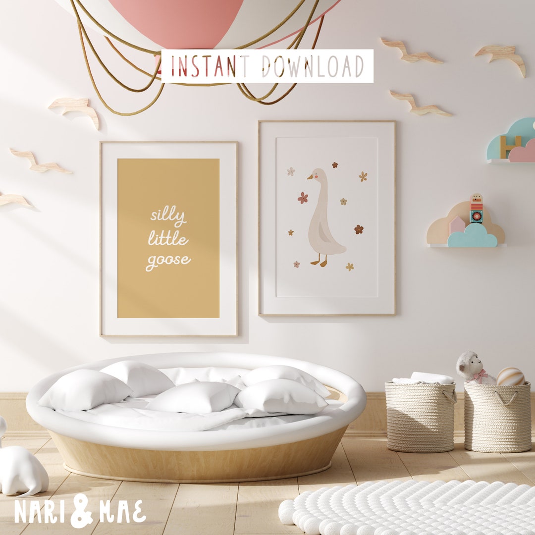Silly Goose Nursery Wall Art, Silly Little Goose Nursery Prints, Yellow ...
