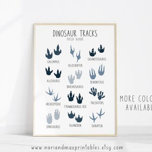 Dino Tracks Dinosaur Footprints Poster Dinosaur Tracks Educational Dino Nursery Dinosaur Nursery Dinosaur Poster Dino Decor Blue Shades 14
