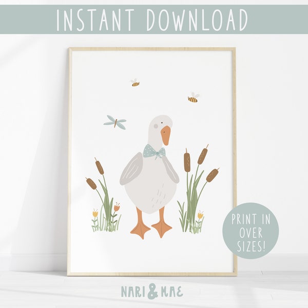 Goose Nursery Print, Woodland Nursery, Animal Theme Nursery Print Nursery Wall Art Kids Room Wall Decor Farmyard Nursery Goose Nursery Decor