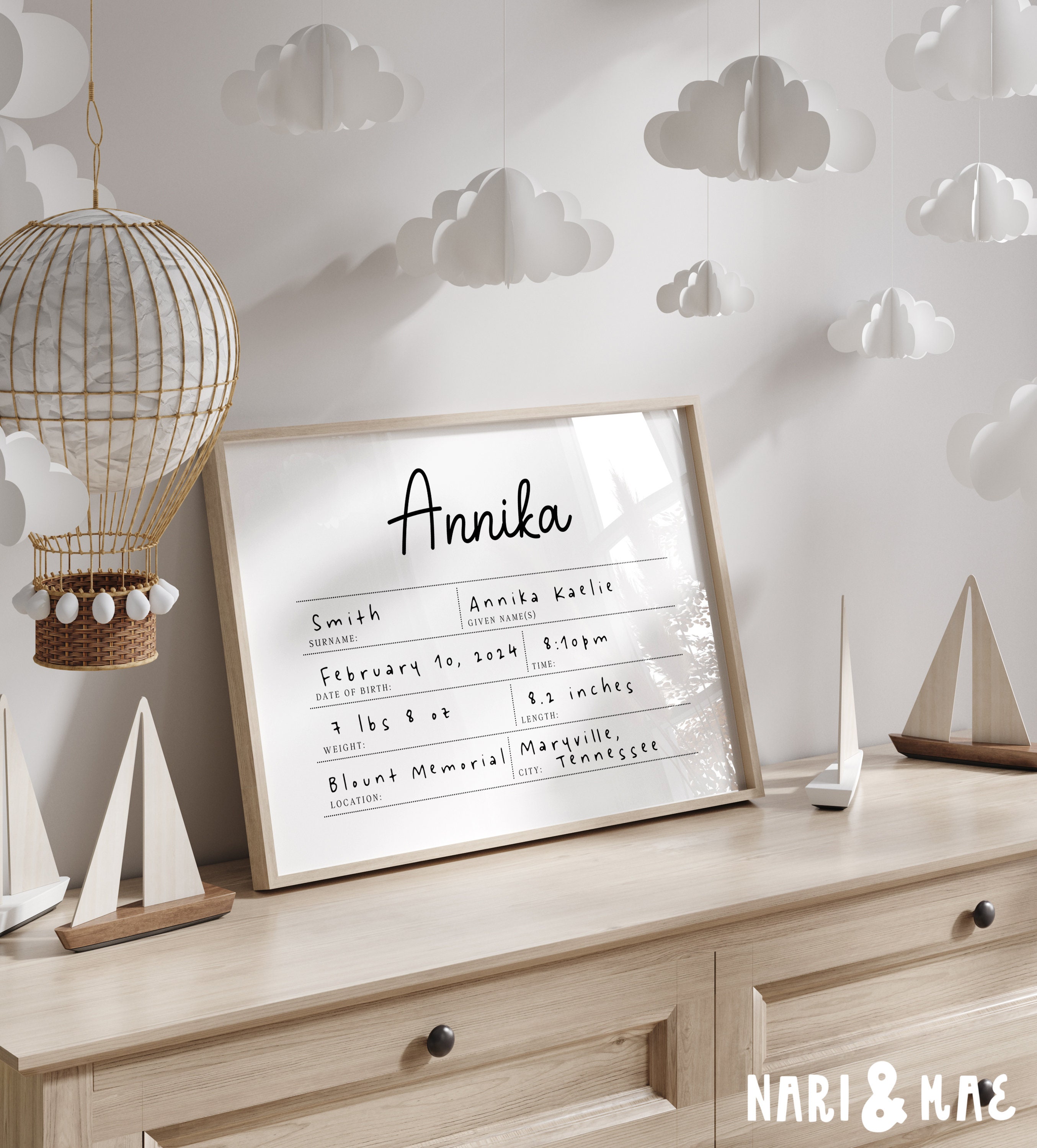 Baby Birth Stats Print, Birth Statistics Sign, Baby Birth Announcement with Birth Details, Personalized Nursery Print, Custom Baby Gift