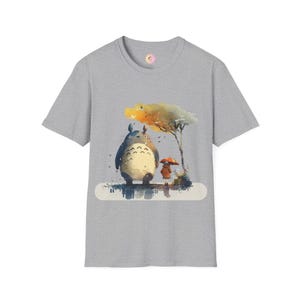 Chemise aquarelle Totoro, chemise vintage, chemise Ghibli, chemise Hayao Miyazaki, anime, chemise, chemise familiale, jolie chemise, chemise unisexe, image 3