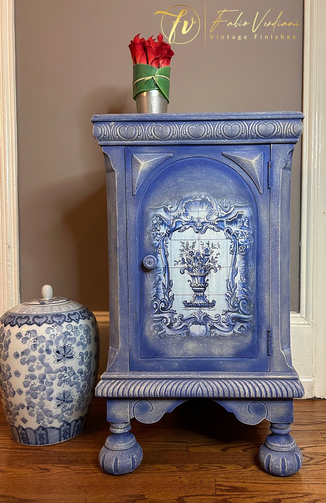 Cobalt Blue Nightstand From the Thirties With Azulejos Etsy