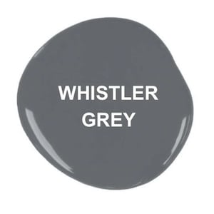 May include: A close-up of a paint swatch showing the color "Whistler Grey".