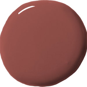 May include: A round, glossy, terracotta-colored circle.