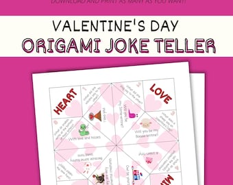 Valentine's Day Kids Joke Teller / Cootie Catcher / Fortune Teller, Classroom gift, Origami game Printable
