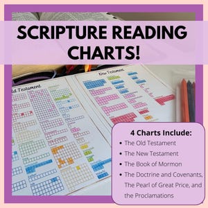 Tableau de lecture des Écritures, outil de suivi de la lecture de la Bible, comprend l&#39;Ancien Testament, le Nouveau Testament, le Livre de Mormon, Doctrine et Alliances, Écriture mormone des mormons