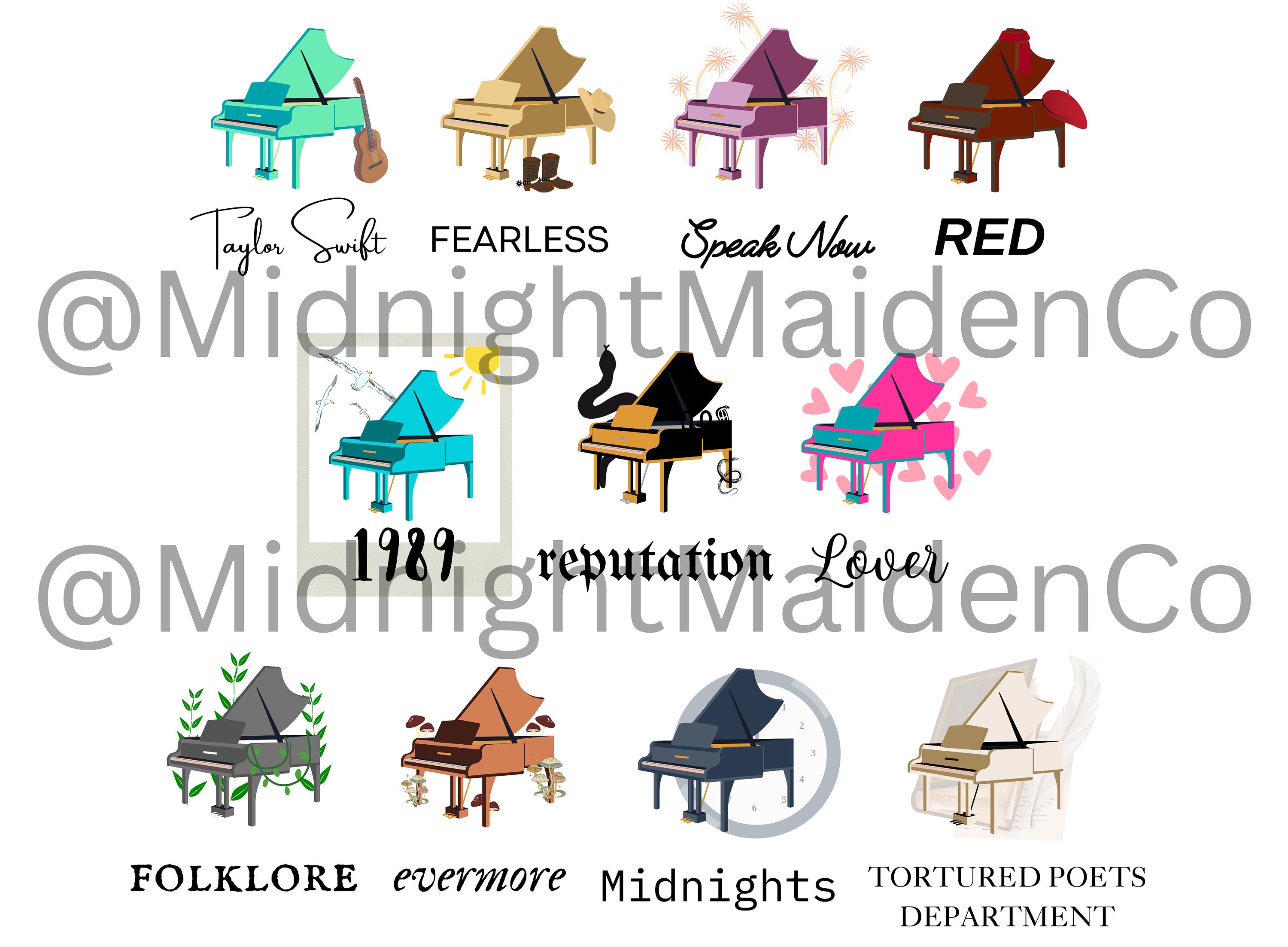Taylor swift digital download albums as pianos transparent background