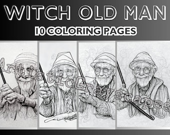 10 páginas para colorir do assistente - Livro de páginas para colorir de doces ou travessuras - Adultos + crianças - Download instantâneo - Página para colorir em tons de cinza - PDF para impressão