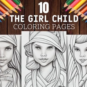 Girl Portrait Coloring Pages, Beautiful Portraits Graphics, 10 pages