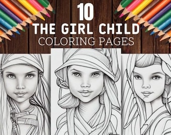 Girl Portrait Coloring Pages, Beautiful Portraits Graphics, 10 pages