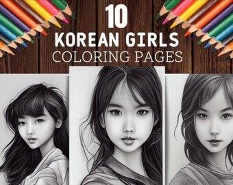 Korean Girls Coloring Pages, Traditional Graphics (10 pages)