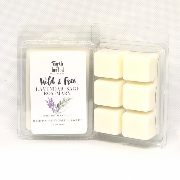 Wild Sage and Lavender Soy Wax Melts Herbal Strong Scented Long Lasting Wax Tarts Housewarming House Clearing Hostess gift basket under 10