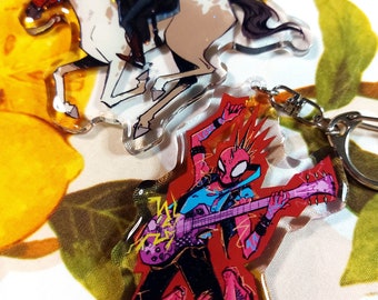 Across the Spider-Verse Spider-Man Keychains - Hobie Brown (Spider-Punk), Web-Slinger