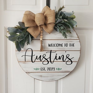 Shiplap Last Name Sign /  Personalized Front Door Hanger
