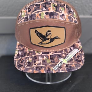 Mallard Hat Stick’em Deep 7-Panel Camo Hat with Layered Silicone Mallard Patch | Waterfowl | Duck Hunter Gift | Adjustable Snapback Hat
