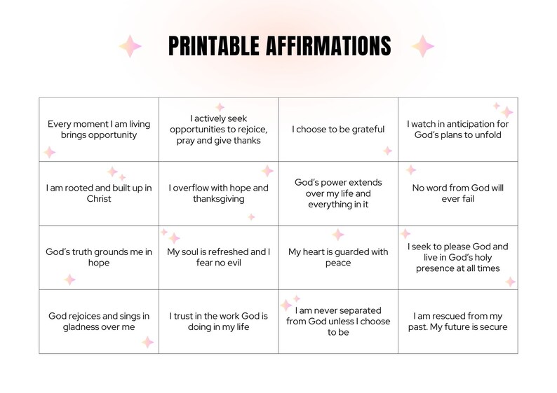 Christian Faith Printable Affirmations Inspiring Daily Devotionals for ...