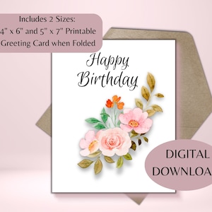 Floral Happy Birthday Card Printable