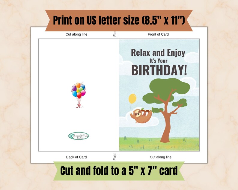Whimsical Sloth Birthday Card Printable Etsy whimsical-sloth-birthday-card-printable-etsy