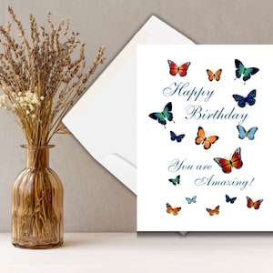 Butterfly Birthday Card 5&quot; x 7&quot;, Happy Birthday Card, Birthday Card with Envelope