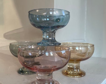 Vintage MCM multicolor Crystal Clear dessert bowls - made in Turkey