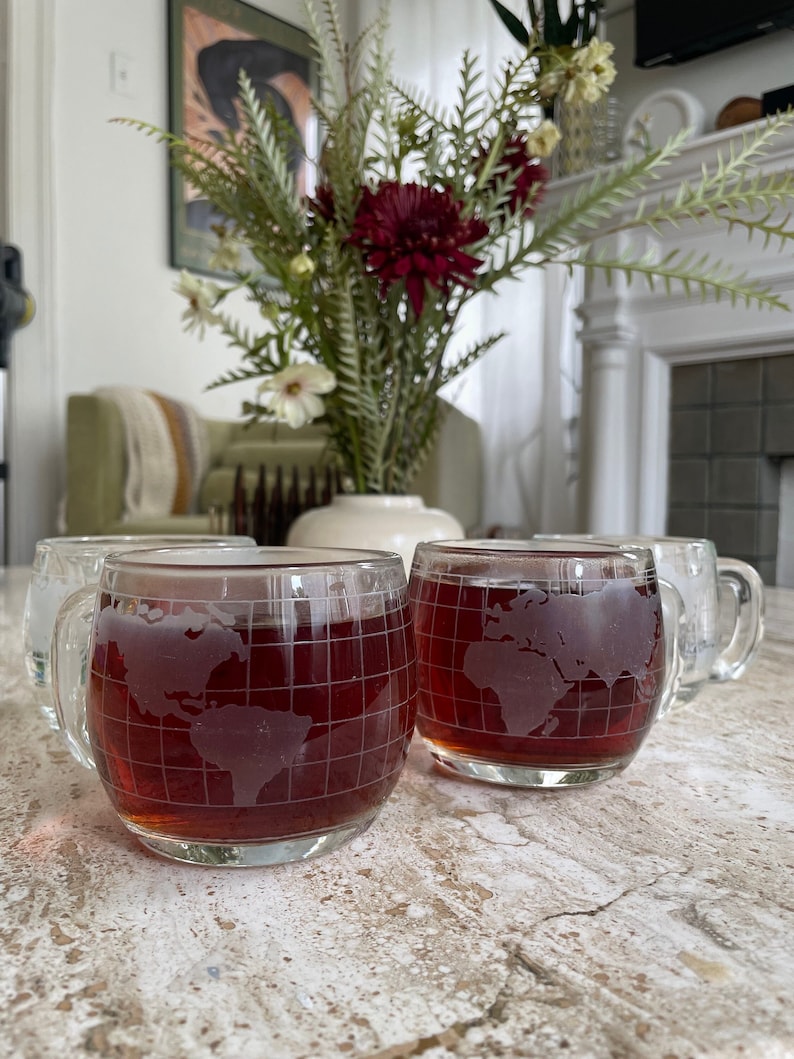 Teamap Mug Nestle Nescafé World Map Glass Coffee Mugs - Set of 4 - Etsy
