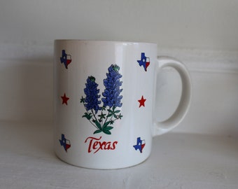 Vintage Texas floral bluebonnet souvenir mug