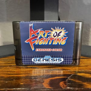 Art Of Fighting Enhanced Color by Pyron Repro Sega Genesis Video Game Cartridge w/ Custom Clear Smoke Grey Shell