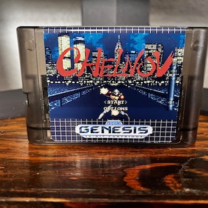 Chelnov Repro Sega Genesis Video Game Cartridge w/ Custom Clear Smoke Grey Shell
