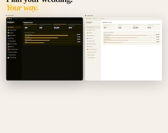Wedding Planner Dashboard – Budget, Guest List, Seating Chart (Digital Download)