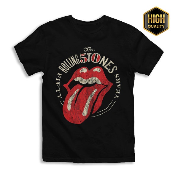 VTG Style The Rolling Stones 50th Anniversary Logo Crewneck Unisex T-Shirt