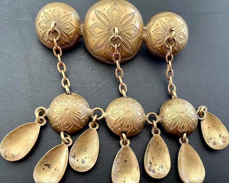 Scandinavian Norwegian style Brooch Brass/Antique Gold Non-magnetic Collectible Jewelry image 2