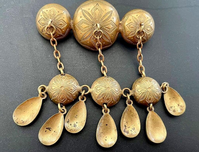 Scandinavian Norwegian style Brooch Brass/Antique Gold Non-magnetic Collectible Jewelry image 1