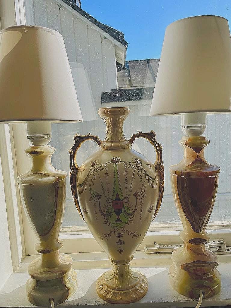 Vintage Midcentury Italian Onyx Lamps – 42cm Hand-carved Solid