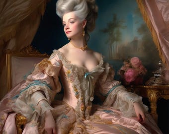 Pastel Rococo Portraits – Set of 5 Printable Wall Art | Marie Antoinette Era | A5 -A4 Download