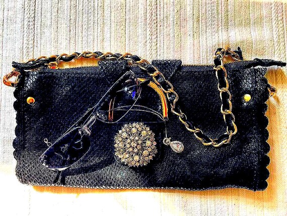 Authentic Michael Kors Black Python Leather Bag •… - image 2