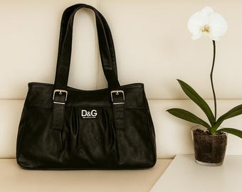 Sac à bandoulière en cuir Dolce & Gabbana vintage - Accastillage platine, doublure logo