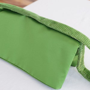Emerald Vibrant Green Oversized handbag with Rhinestones Handle.