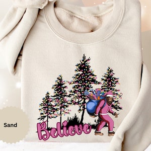 Sasquatch Funny Christmas Sweatshirt,  Bigfoot Santa Hoodie, squatching through the snow, Christmas Tree Shirt, Big Foot Holiday Sweater