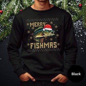 Bass fishing christmas sweater clearance