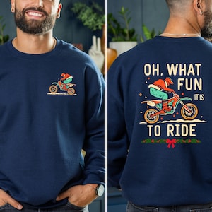Motocross Christmas Crewneck Sweatshirt, Motorsport Inspired Apparel , Race Life Sweatshirt Xmas Sweater, Christmas dirt bike. Retro BMX Dad