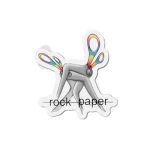 Rock Paper Scissors rainbow magnet